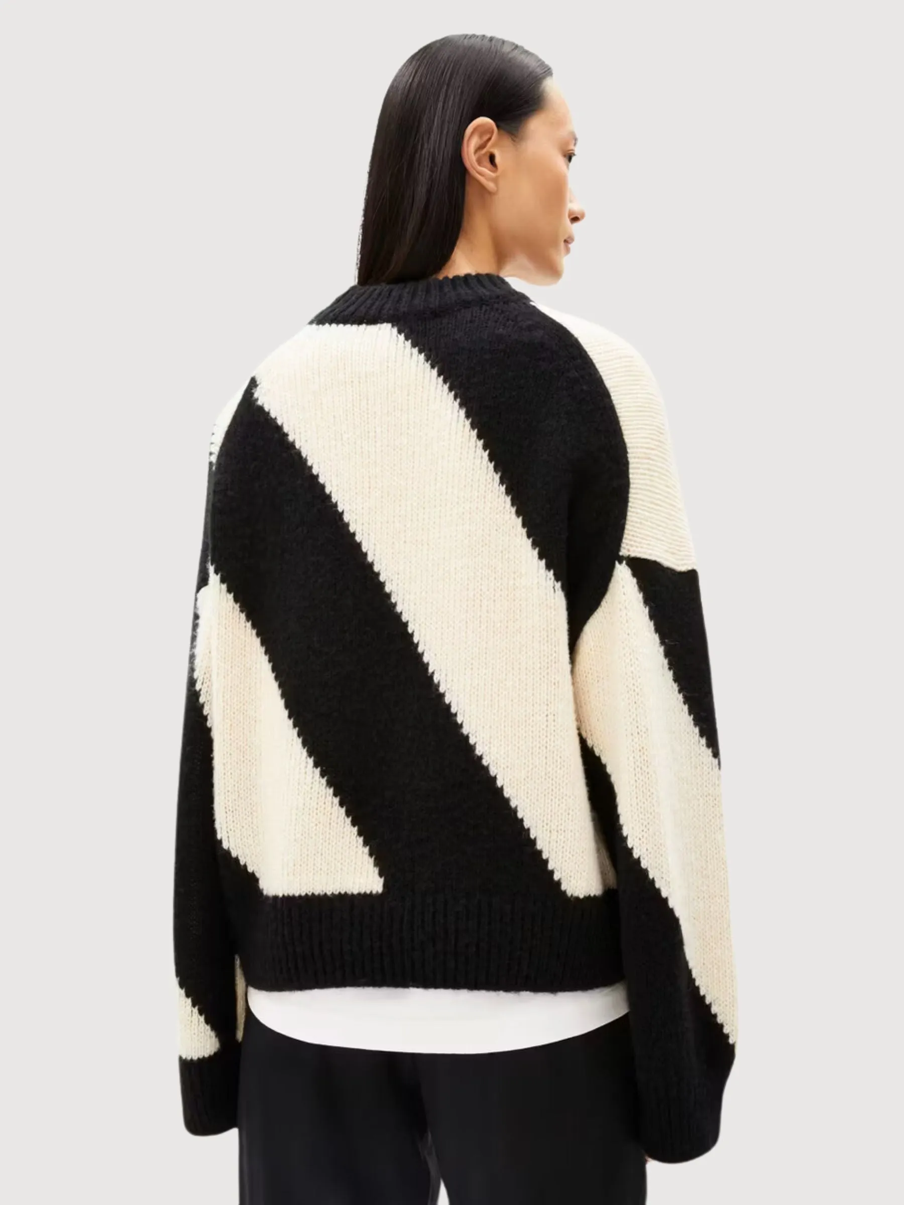 Sadnaa Stripes Oatmilk-black Sweater | Armedangels