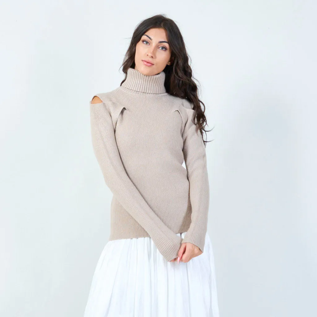 Sleeveless ribbed turtleneck sweater wholesale