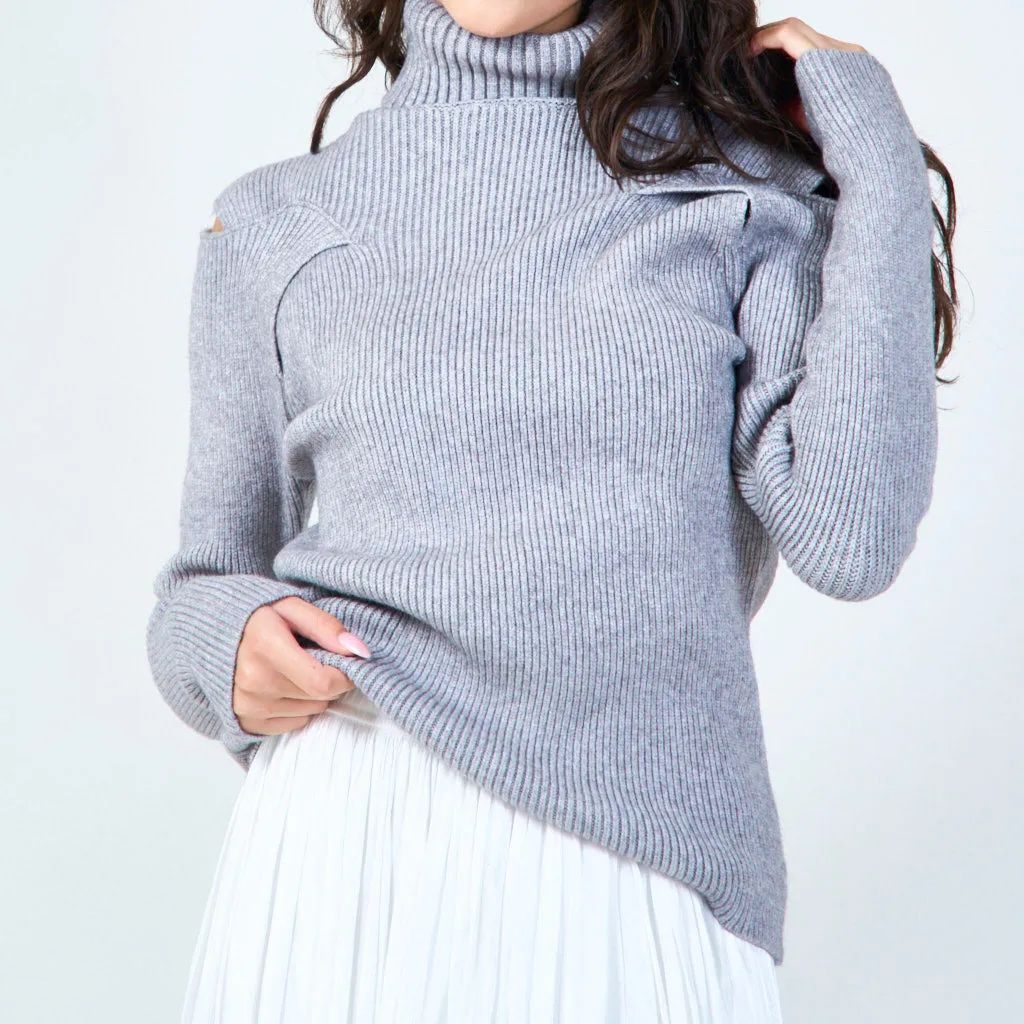 Sleeveless ribbed turtleneck sweater wholesale