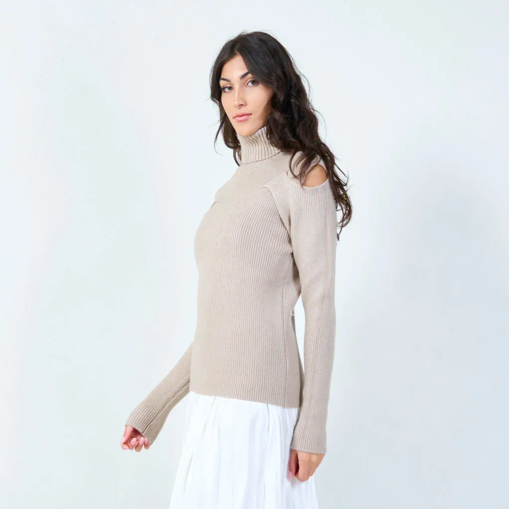 Sleeveless ribbed turtleneck sweater wholesale