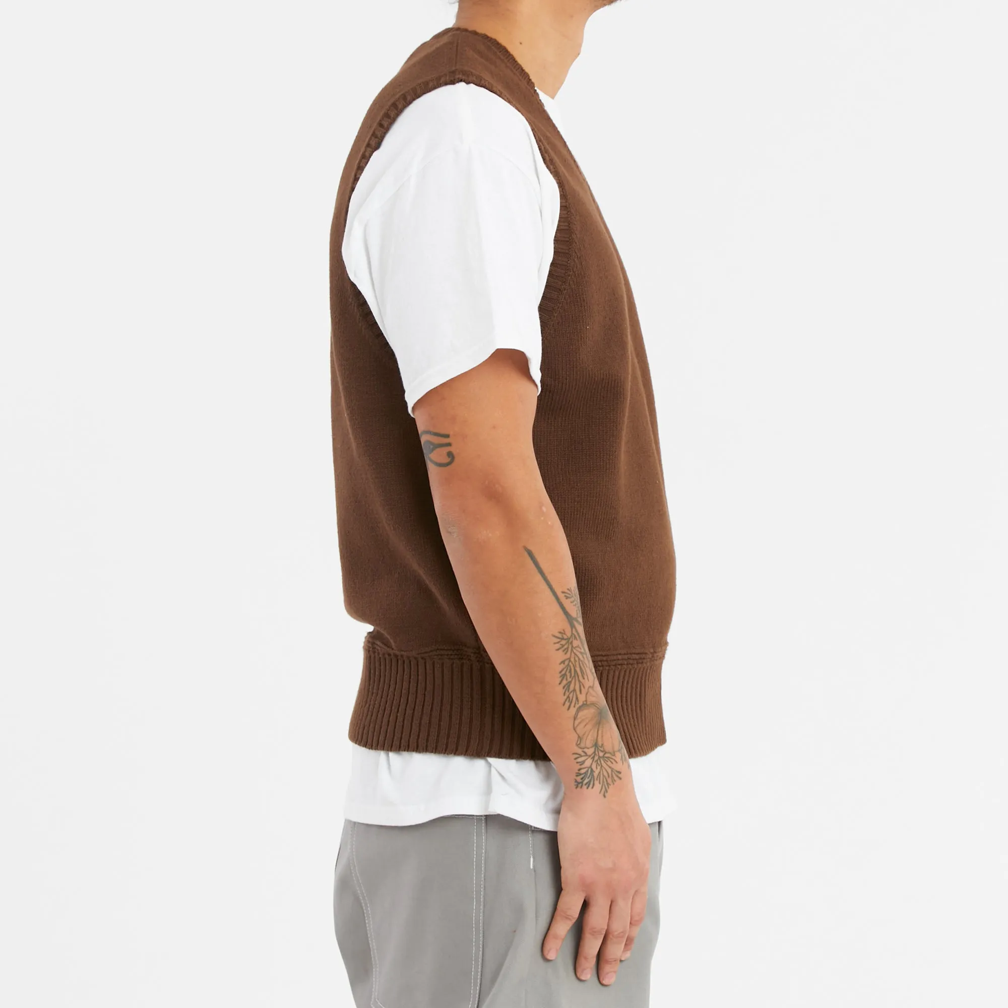 Sweater Vest - Brown Cotton