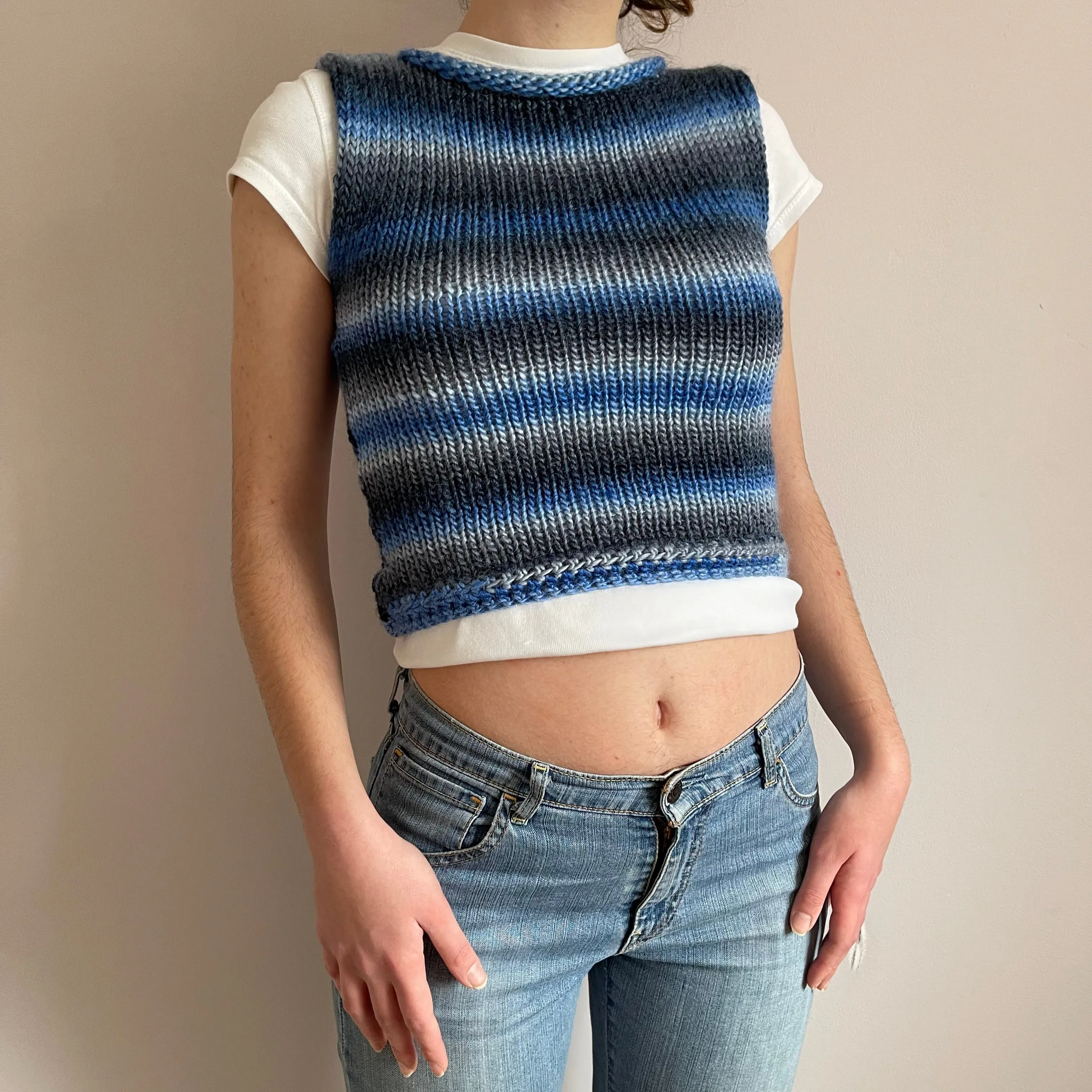 The Blue Daze Vest - handmade knitted sweater vest