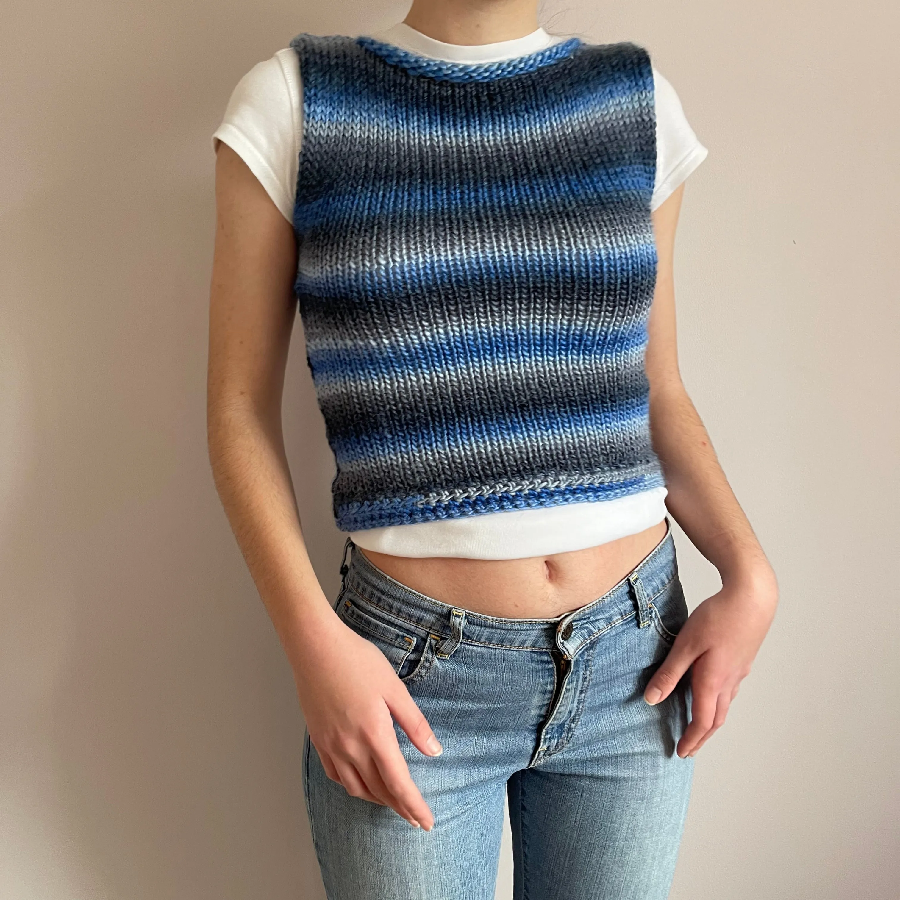 The Blue Daze Vest - handmade knitted sweater vest