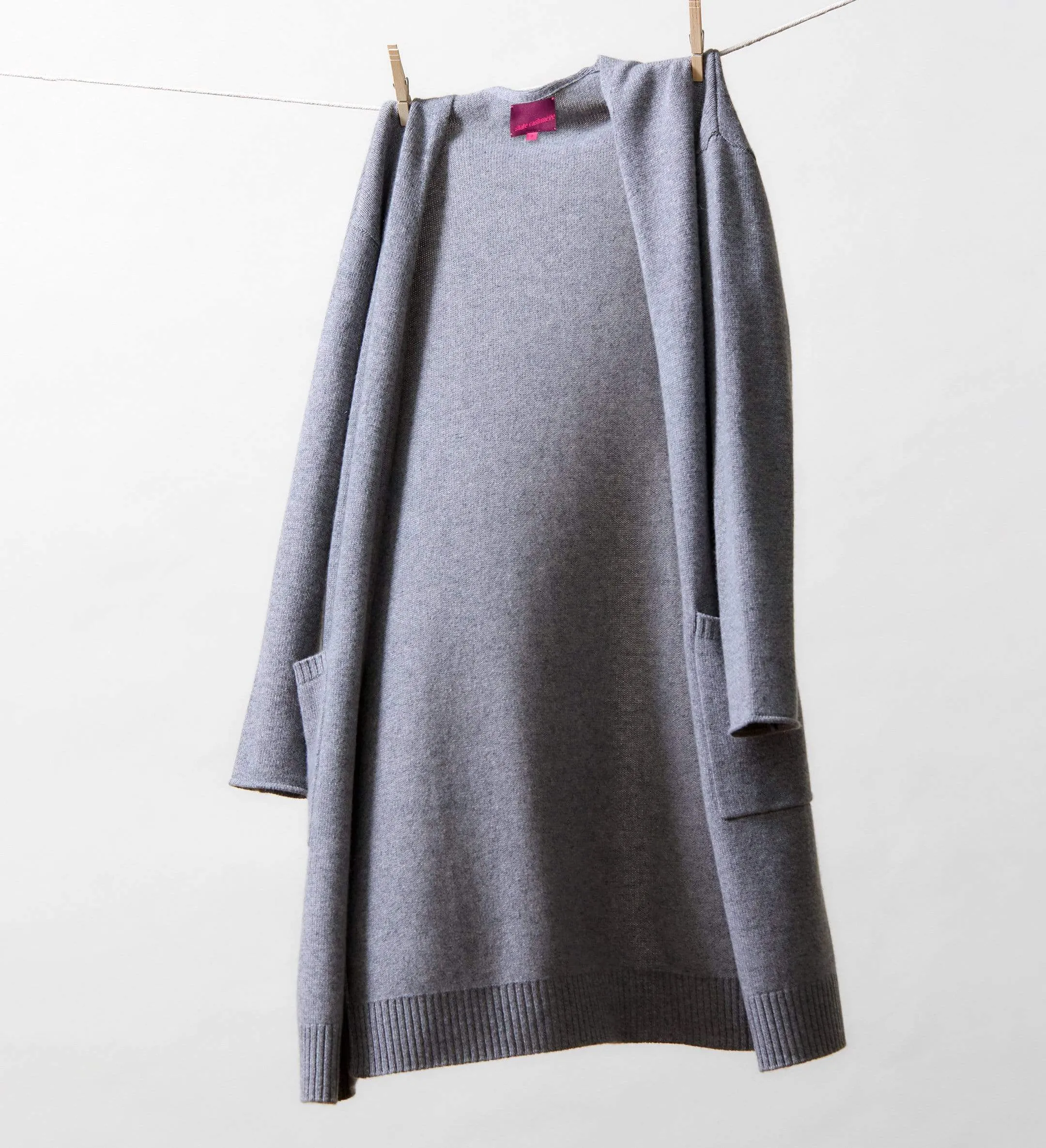 The Open Front Long Cashmere Cardigan with Pockets