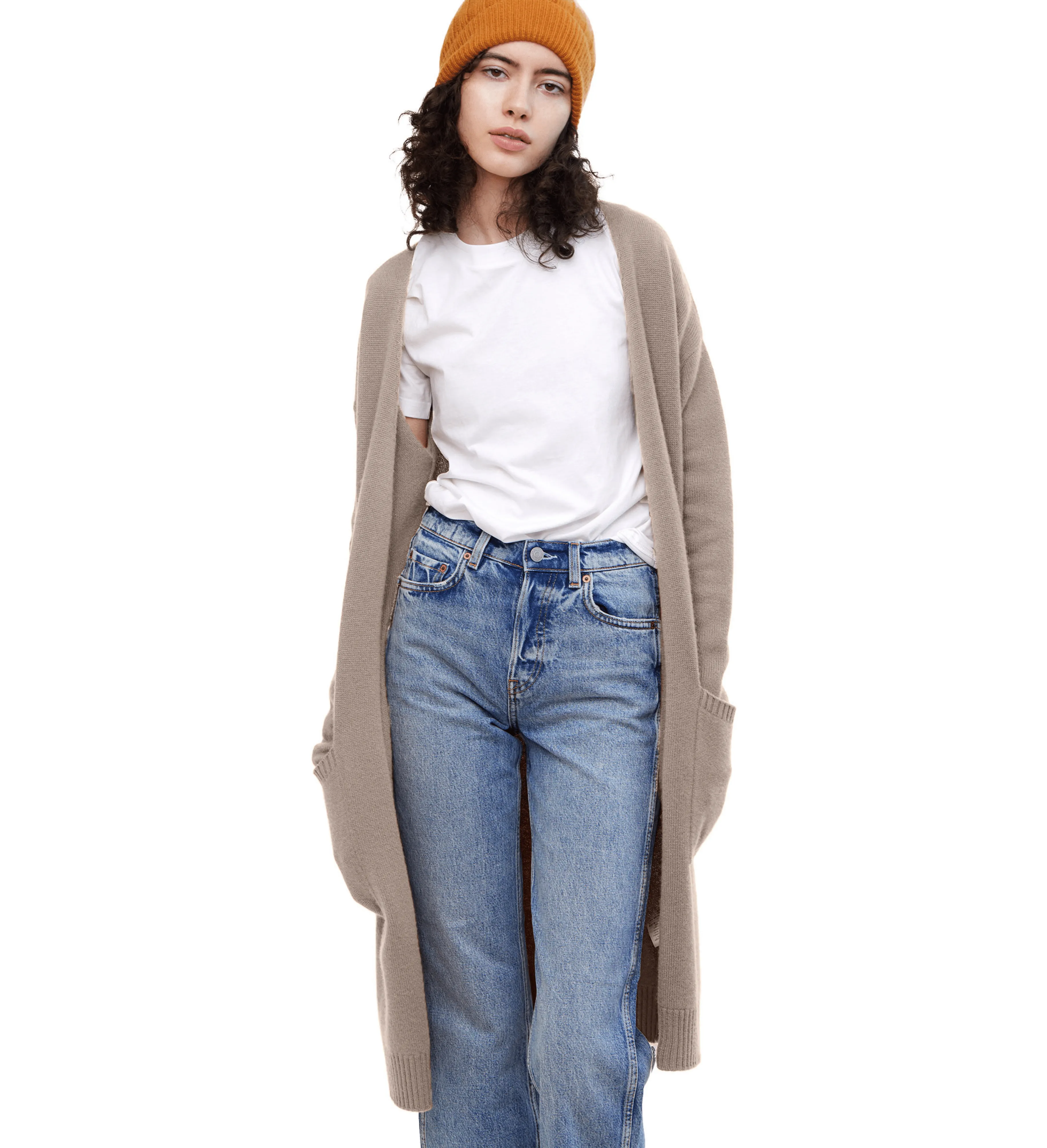 The Open Front Long Cashmere Cardigan with Pockets