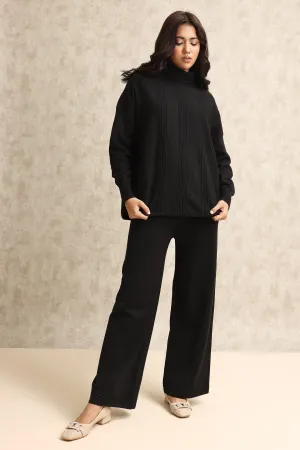 TURTLENECK KNITWEAR ENSEMBLE-BLACK