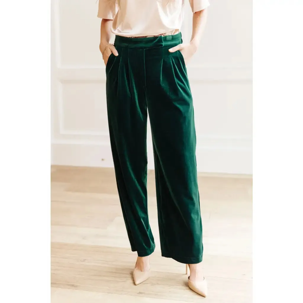 Velvet Emerald Wide Leg Pants