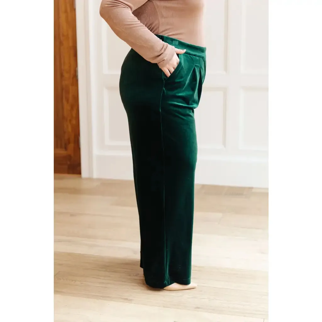 Velvet Emerald Wide Leg Pants