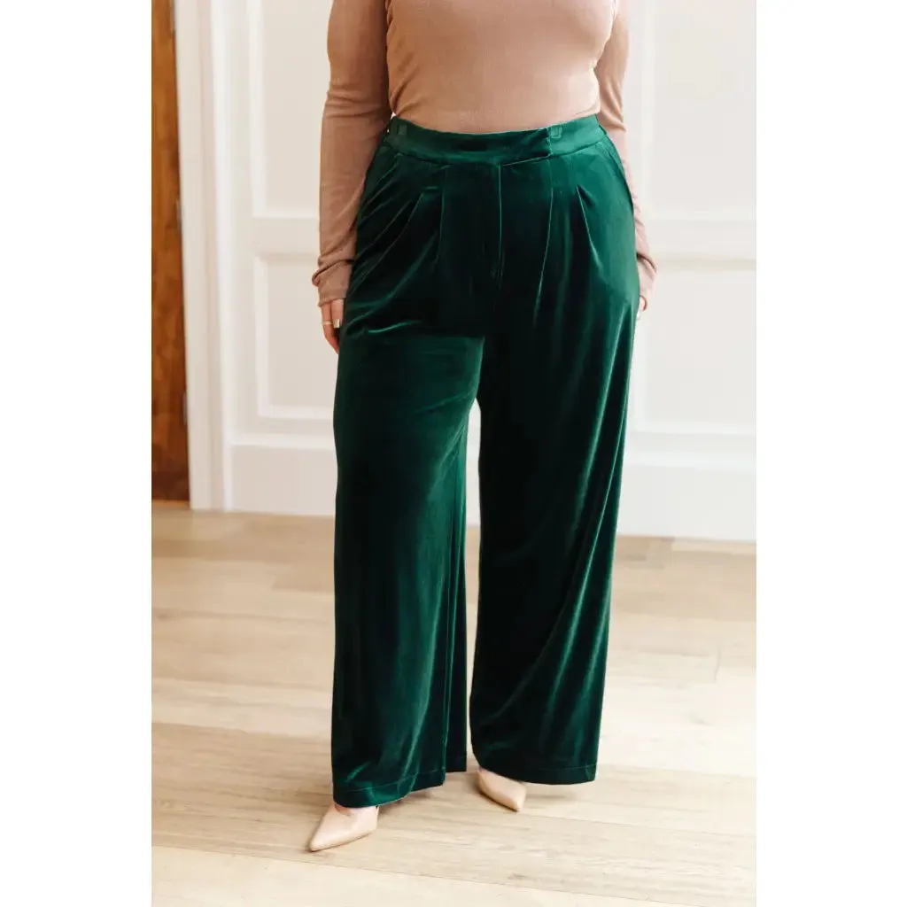 Velvet Emerald Wide Leg Pants