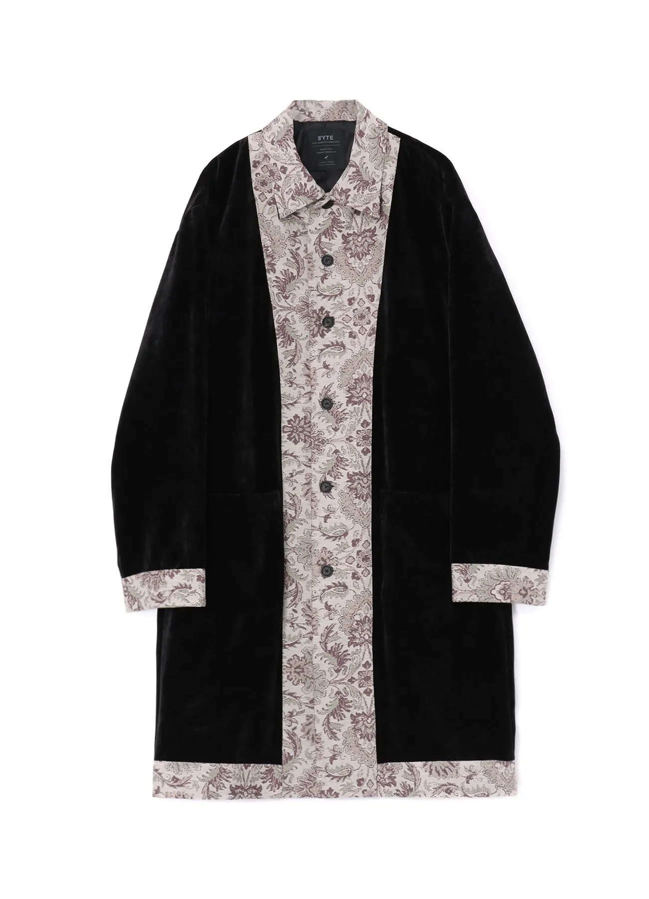 VELVETEEN LONG COAT WITH GOBELINS JACQUARD SWITCHED DESIGN