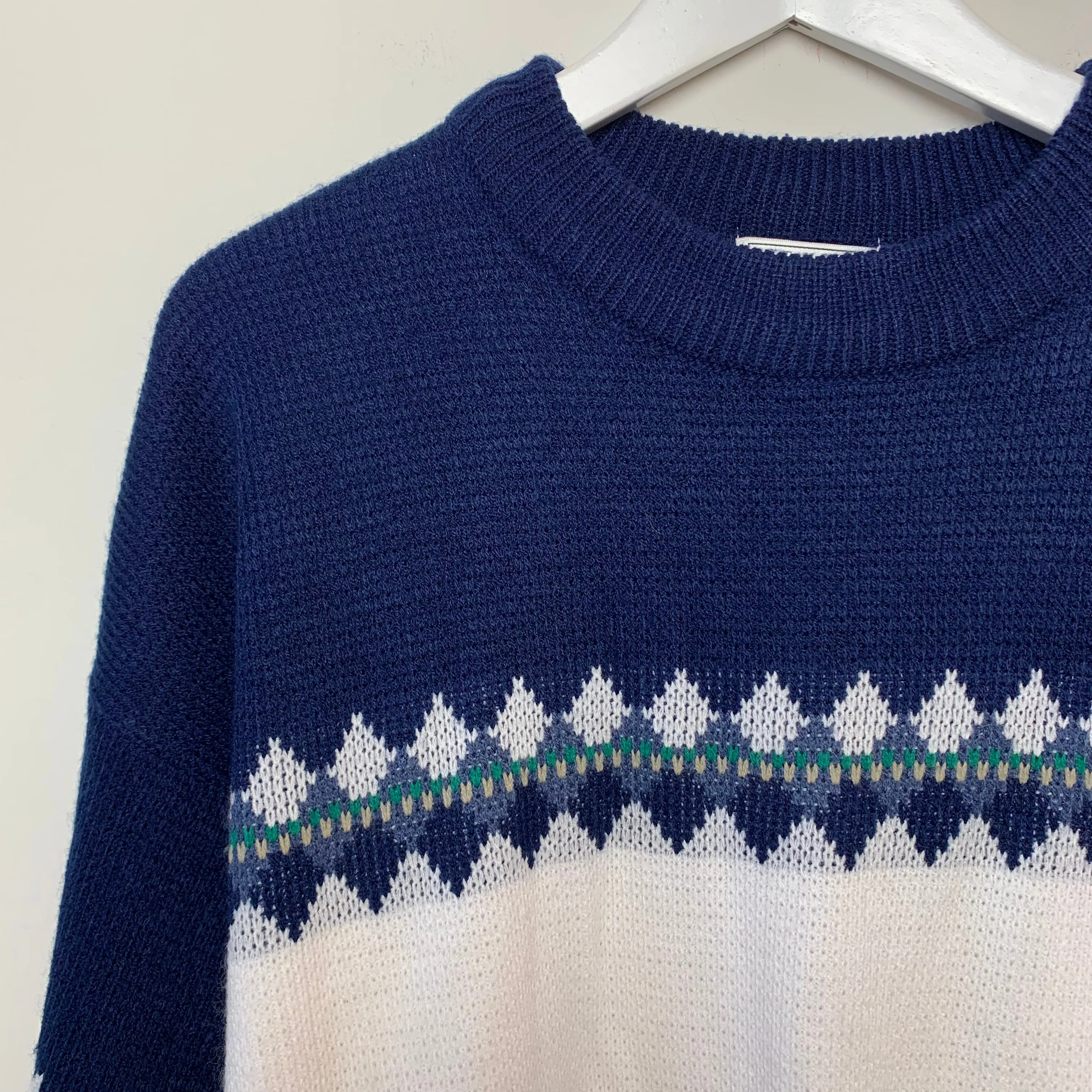 Vintage 80s Sears Fair Isle Sweater Chunky Knit Grandpa Pullover Crewneck XL