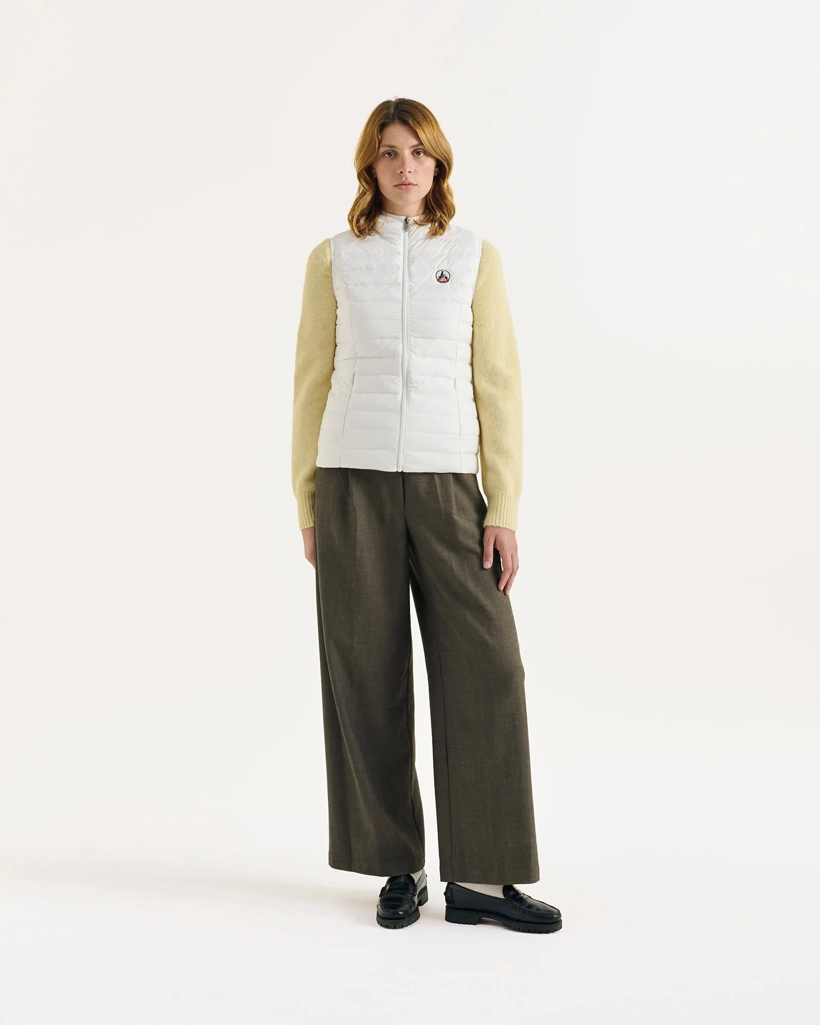 White Mali lightweight sleeveless hooded puffer jacket