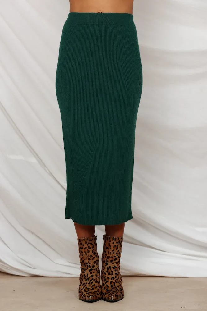 Wild And Free Midi Skirt Forest Green