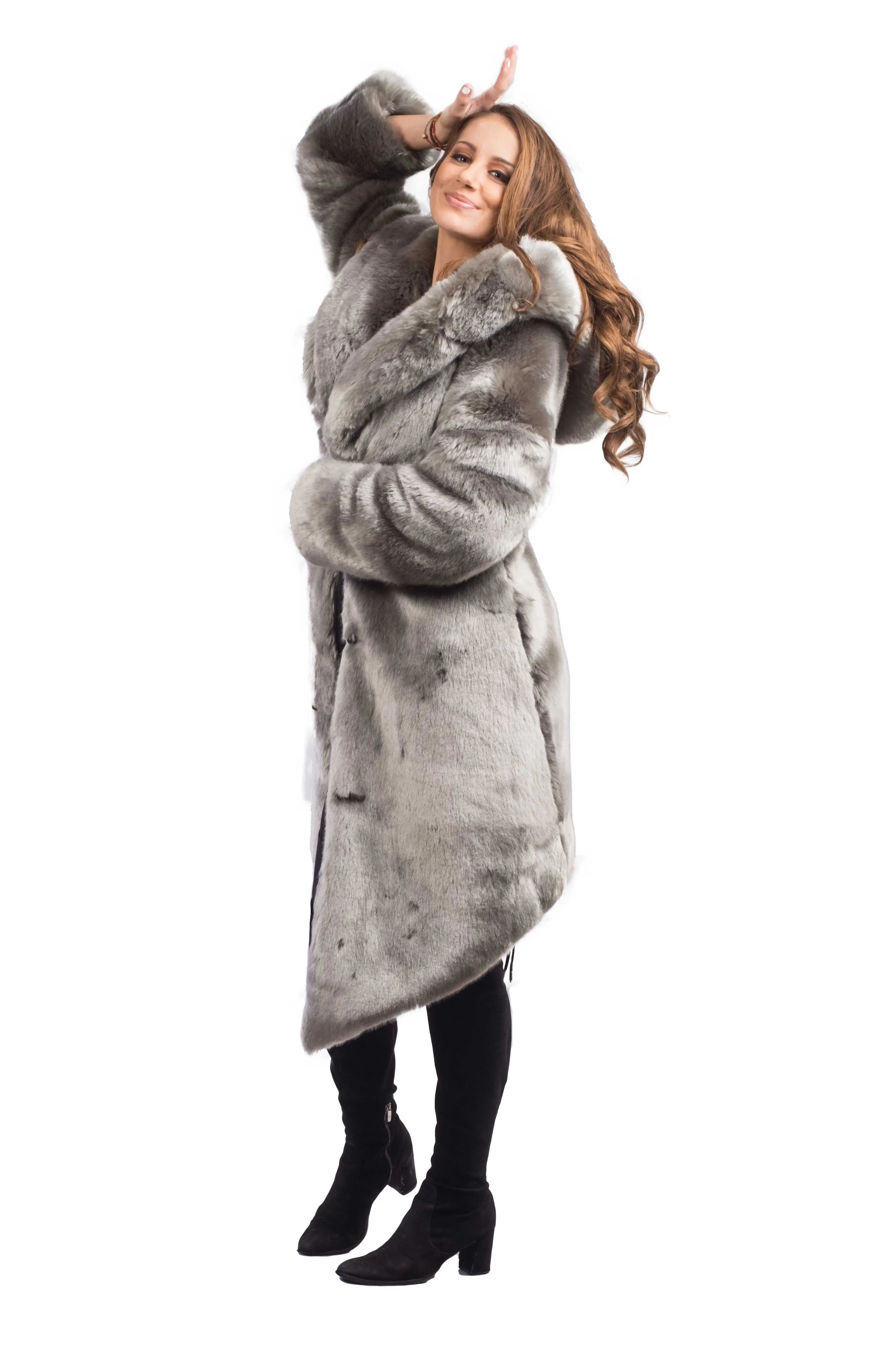 Women's Desert Warrior Coat in "Sage" Chinchilla