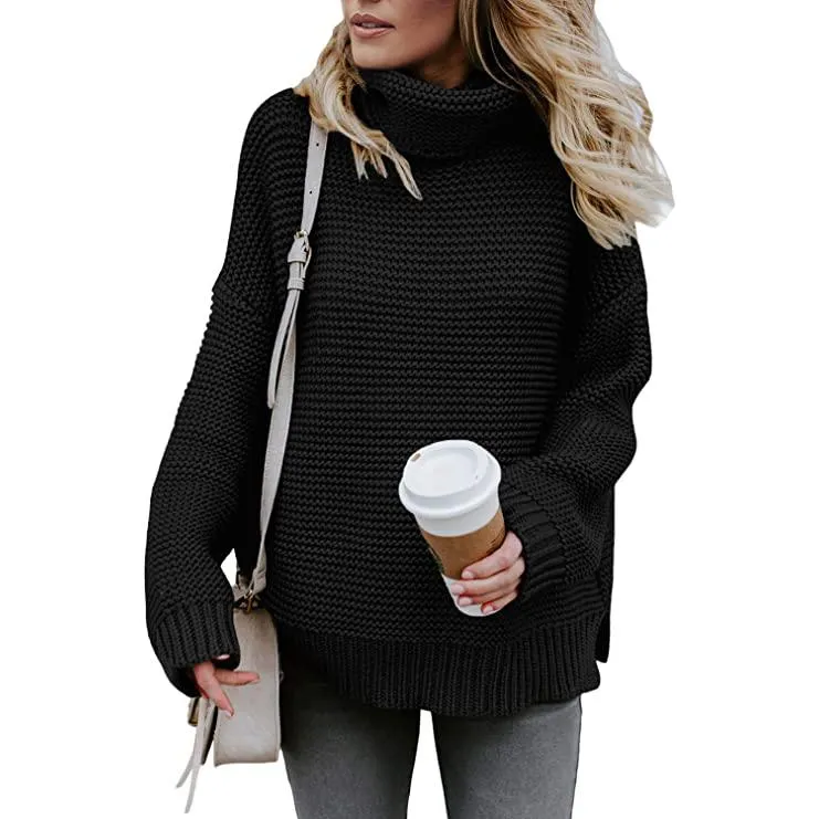 Women's Long Sleeve Knit Pullover Chunky Turtleneck Sweater Top