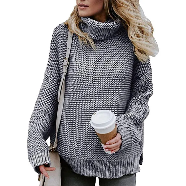 Women's Long Sleeve Knit Pullover Chunky Turtleneck Sweater Top