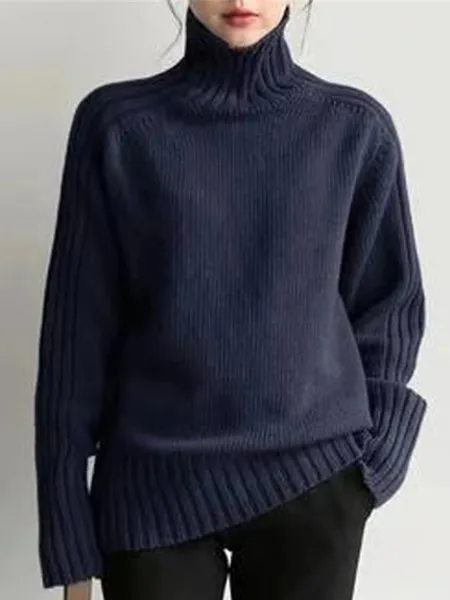 Women's Luxurious Oversized Ribbed Turtleneck Jumper | Ideal for Autumn/Winter