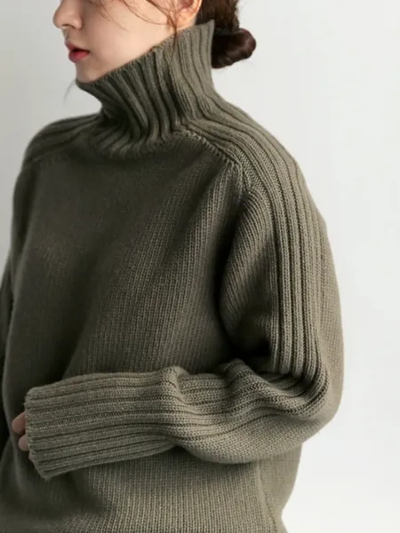 Women's Luxurious Oversized Ribbed Turtleneck Jumper | Ideal for Autumn/Winter