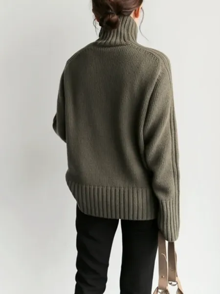 Women's Luxurious Oversized Ribbed Turtleneck Jumper | Ideal for Autumn/Winter