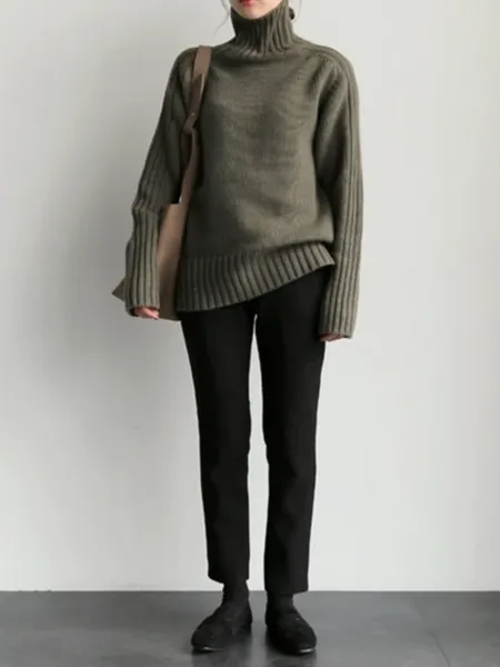 Women's Luxurious Oversized Ribbed Turtleneck Jumper | Ideal for Autumn/Winter