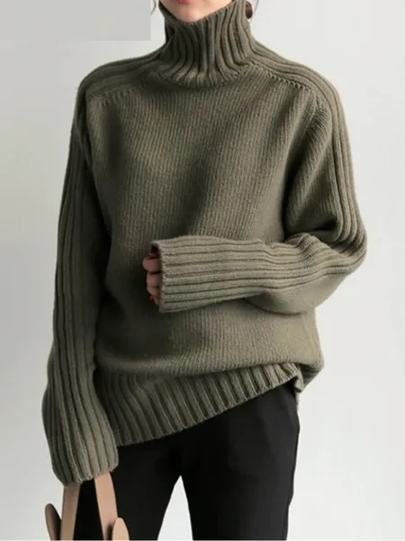 Women's Luxurious Oversized Ribbed Turtleneck Jumper | Ideal for Autumn/Winter