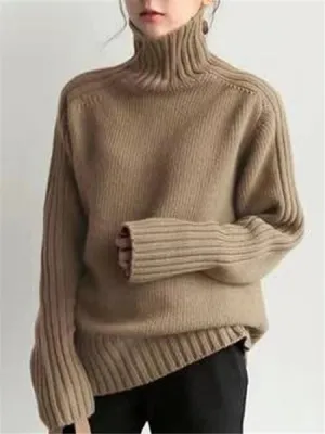 Women's Luxurious Oversized Ribbed Turtleneck Jumper | Ideal for Autumn/Winter