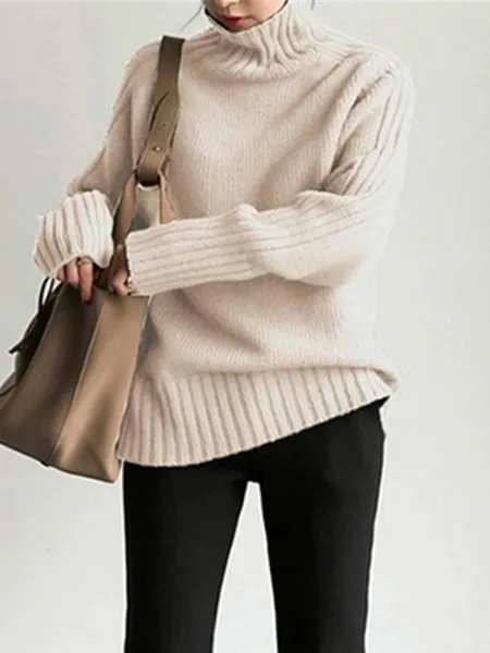 Women's Luxurious Oversized Ribbed Turtleneck Jumper | Ideal for Autumn/Winter