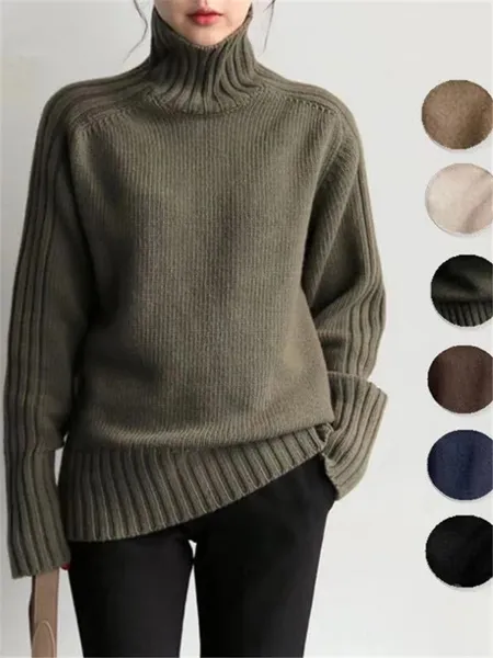 Women's Luxurious Oversized Ribbed Turtleneck Jumper | Ideal for Autumn/Winter