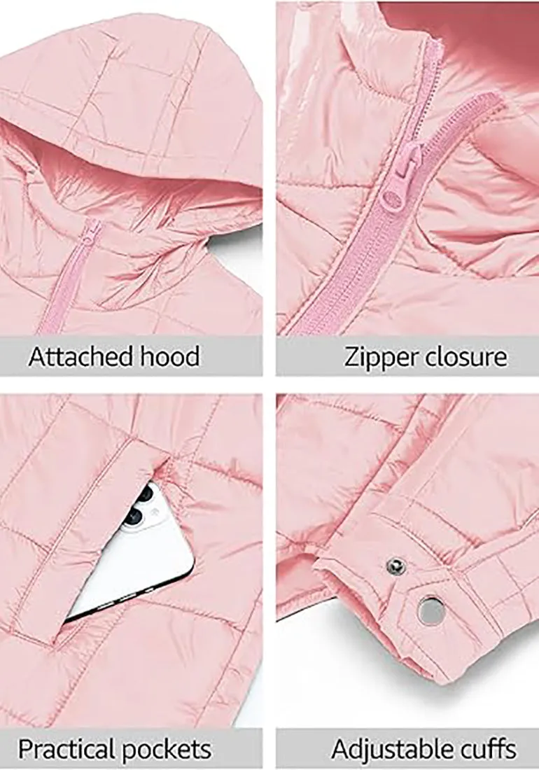 Women’s Warm Winter Casual Hooded Coat Warm Quilted Jacket With Pockets