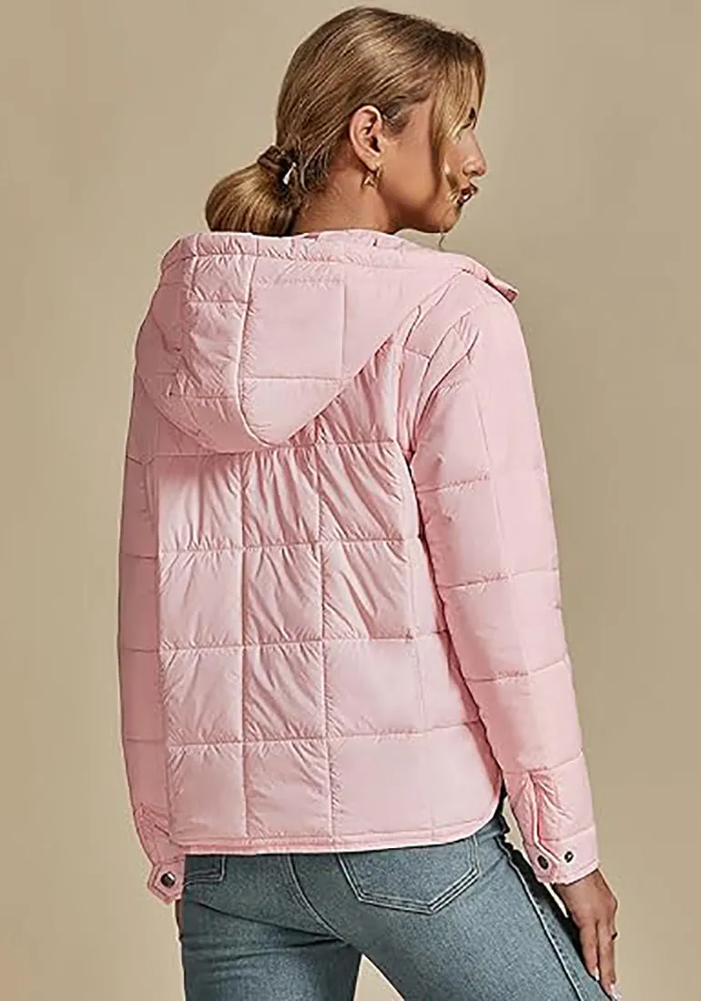 Women’s Warm Winter Casual Hooded Coat Warm Quilted Jacket With Pockets