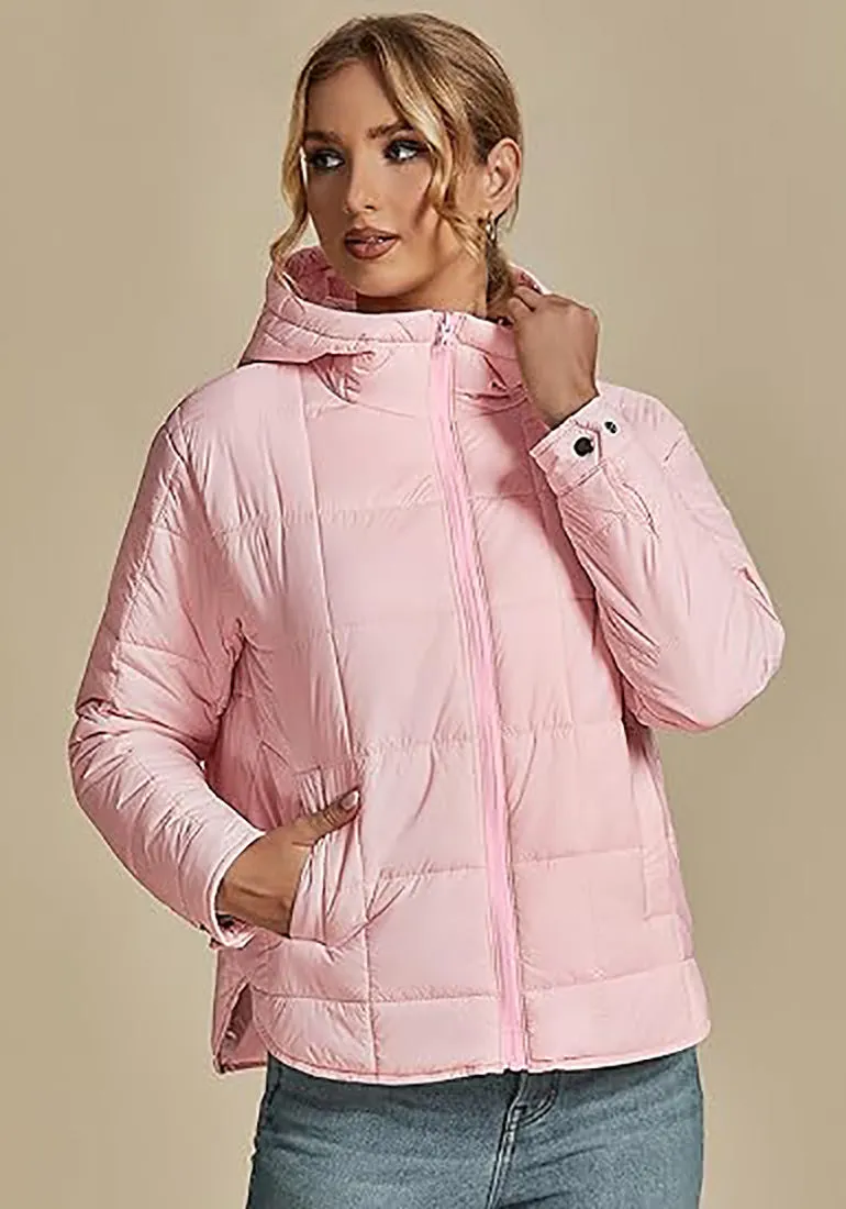 Women’s Warm Winter Casual Hooded Coat Warm Quilted Jacket With Pockets