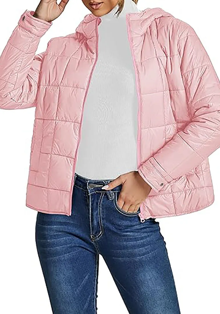 Women’s Warm Winter Casual Hooded Coat Warm Quilted Jacket With Pockets