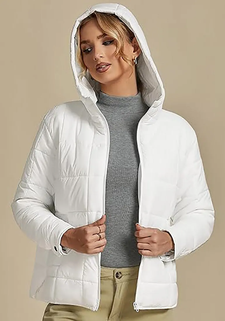 Women’s Warm Winter Casual Hooded Coat Warm Quilted Jacket With Pockets