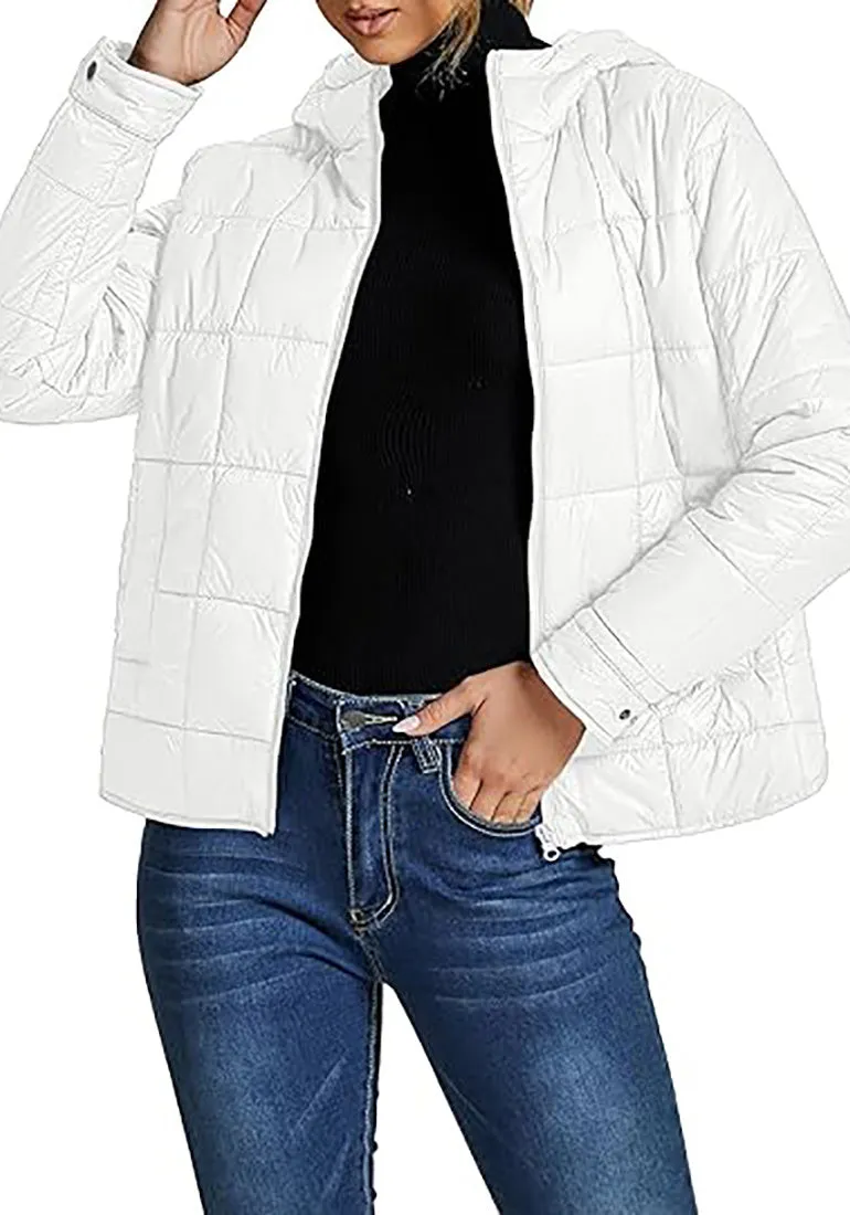 Women’s Warm Winter Casual Hooded Coat Warm Quilted Jacket With Pockets