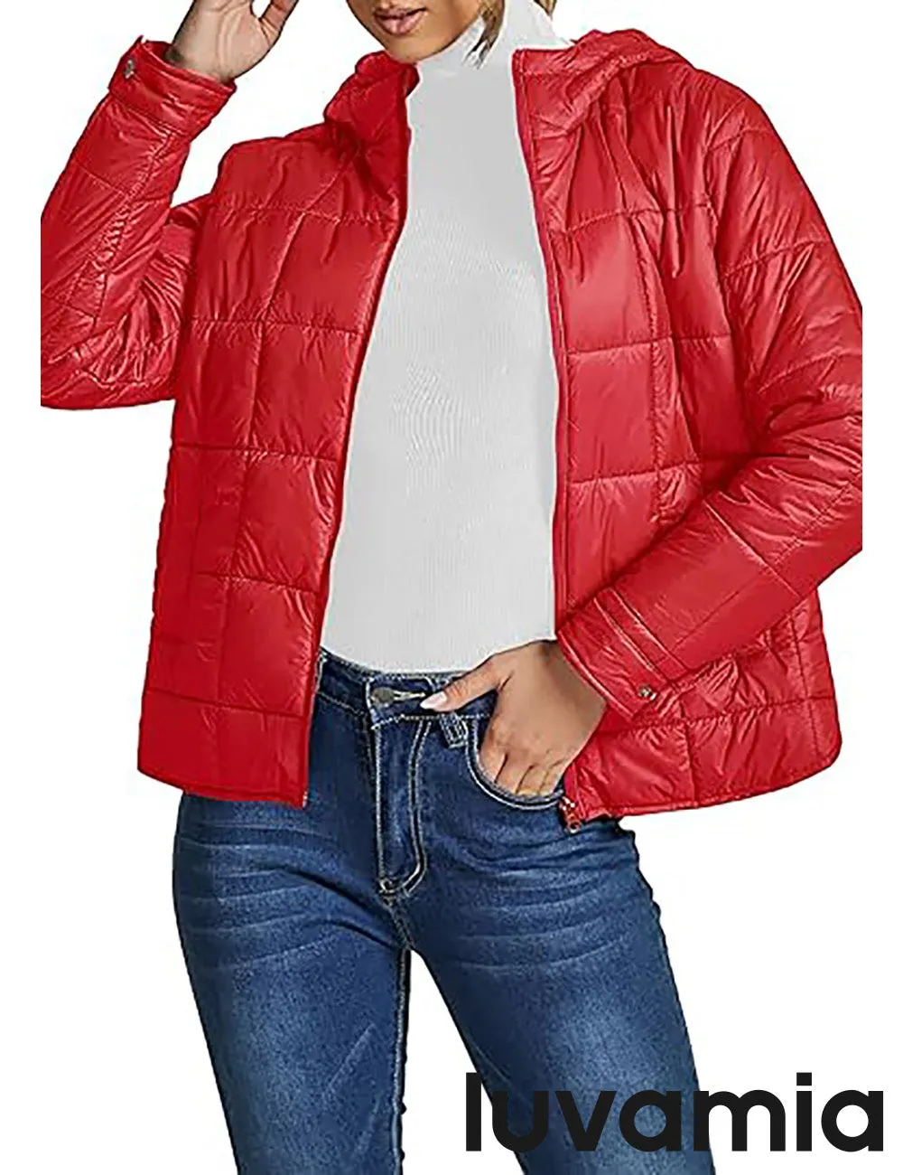 Women’s Warm Winter Casual Hooded Coat Warm Quilted Jacket With Pockets