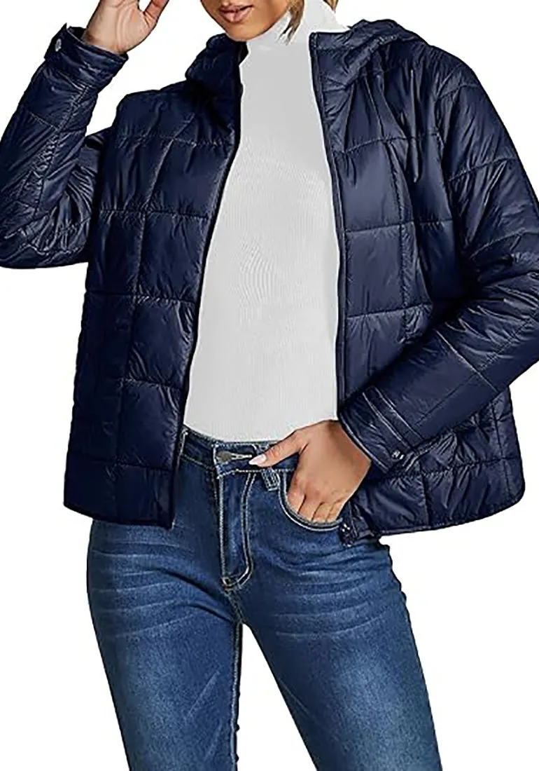 Women’s Warm Winter Casual Hooded Coat Warm Quilted Jacket With Pockets