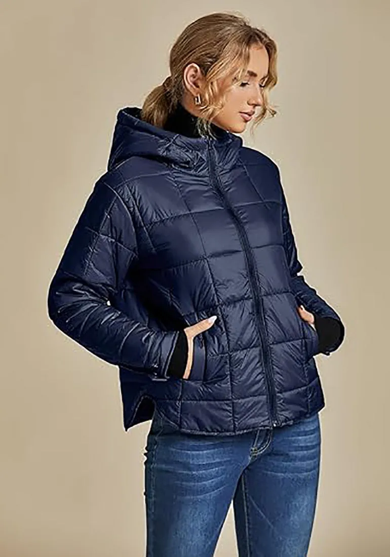 Women’s Warm Winter Casual Hooded Coat Warm Quilted Jacket With Pockets