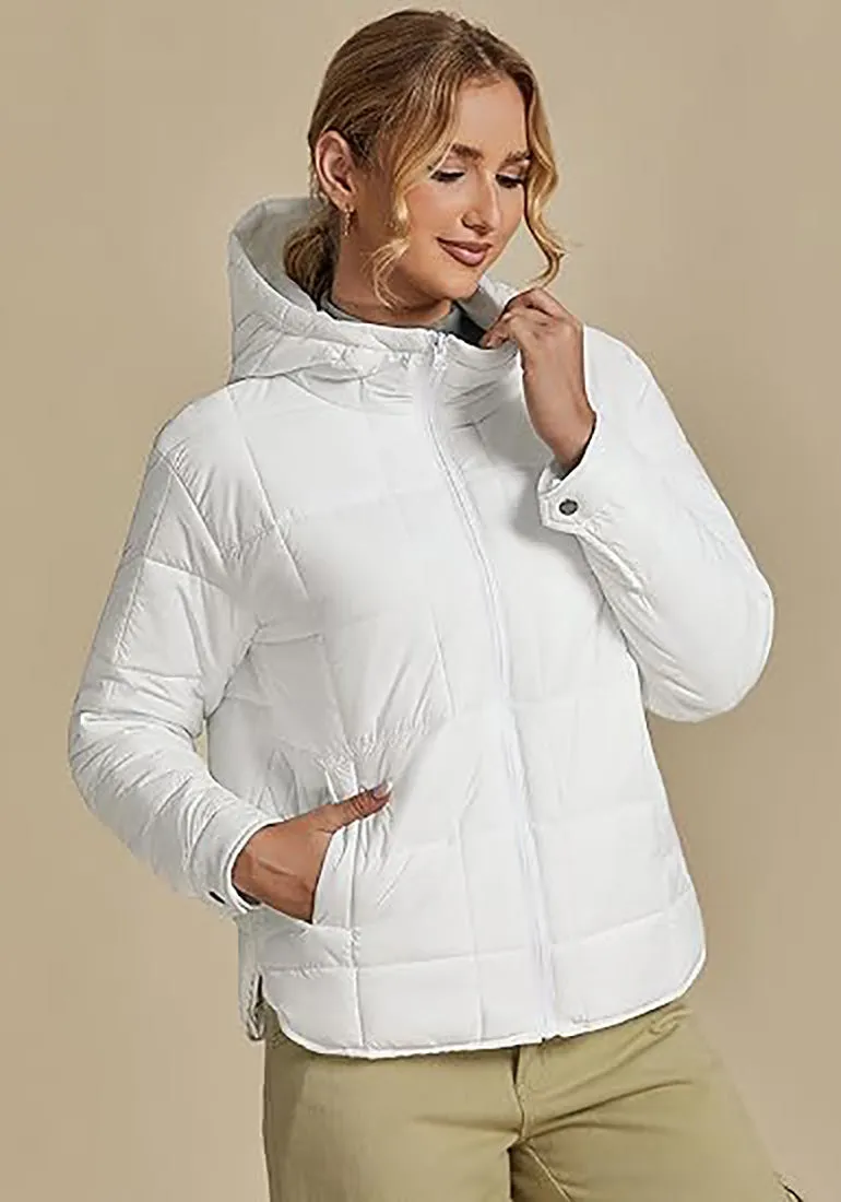 Women’s Warm Winter Casual Hooded Coat Warm Quilted Jacket With Pockets