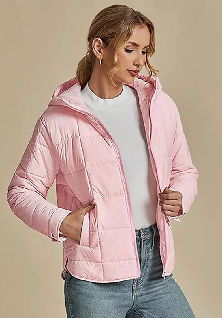 Women’s Warm Winter Casual Hooded Coat Warm Quilted Jacket With Pockets