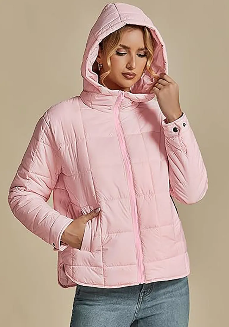 Women’s Warm Winter Casual Hooded Coat Warm Quilted Jacket With Pockets